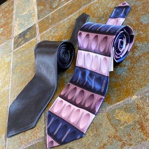 HERMOSO NY Silk Men’s Neck Tie ~ Lavender~ Bonus Black Tie ~ NWT